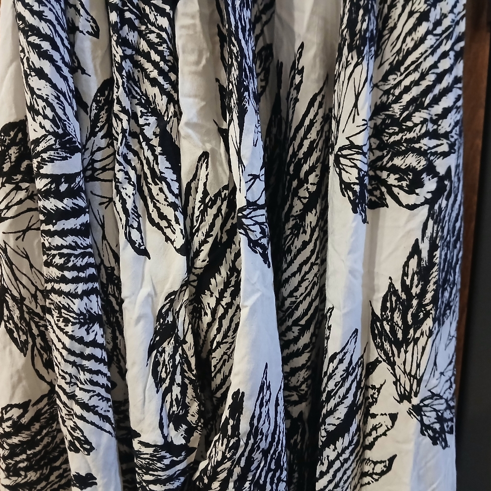 white & black feather print wide leg jumpsuit - Picture 3 of 5